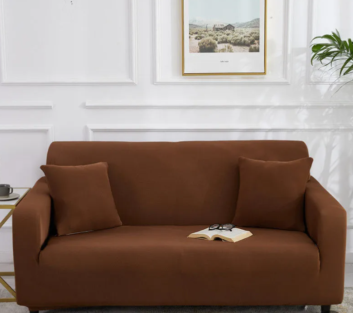 Canapé 2 places moderne en tissu gris clair avec coussins